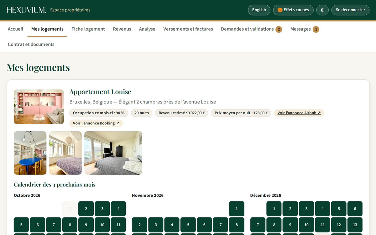 Logements et calendrier